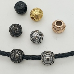 Cuentas redondas de acero inoxidable yunnique para hacer pulseras, 12 constelaciones, cuentas sueltas de metal para joyería - Product Image 2