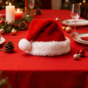 Chapeau de Père Noël de Noël - Matériel en velours ultra doux, chapeau festif confortable pour adultes et enfants, décoration de fête de Noël - Product Image 4