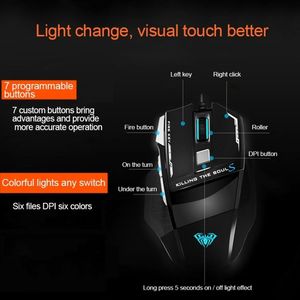 อูล่า เอส 12 โซลคิลเลอร์ II 3500 DPI เมาส์สำหรับเล่นเกมแบบมีสาย USB ตามหลักสรีรศาสตร์พร้อมไฟแบ็คไลท์ RGB และปุ่มตั้งโปรแกรมได้ 7 สีสันสดใส - Product Image 5