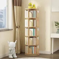 Rotatable Book Shelf Wooden Desk Book Organizer Adjustable Display Shelf Rack