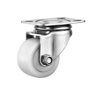 1.5"2" Stainless Steel Casters Small PU TPR NYLON Rubber Wheels Solid Stainless Steel Caster Workbench Casters