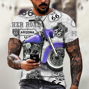 T-Shirt da uomo estiva da uomo oversize da uomo da uomo con stampa 3d T-Shirt classica a manica corta stile retrò Top Route 66 - Product Image 1