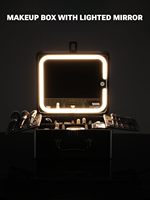 Boîte à maquillage en aluminium avec miroir magnétique détachable éclairé par LED Boîte de train cosmétique de voyage avec séparateurs réglables