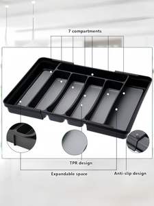 Organizador de cajones de plástico al por mayor, bandeja cuadrada clásica para utensilios, cubiertos y almacenamiento ajustable, ¡gran éxito de ventas! - Product Image 3