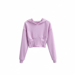 เสื้อฮู้ดตัวสั้นลำลองสำหรับผู้หญิง, เสื้อครอปโอเวอร์ไซส์พร้อมฮู้ดสำหรับผู้หญิงใช้นอกบ้านและในบ้าน - Product Image 1