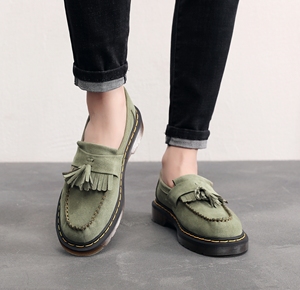 Mocassini da Uomo in Pelle Scamosciata con Nappine e <span class=keywords><strong>Suola</strong></span> Platform con Cuciture Gialle, <span class=keywords><strong>Scarpe</strong></span> Eleganti Retrò per il Pendolarismo Quotidiano - Product Image 6