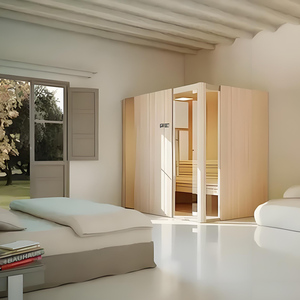 Настраиваемая инфракрасная сауна полного спектра из канадского хемлока премиум-класса с панорамным остеклением и аудиосистемой OEM - Product Image 2