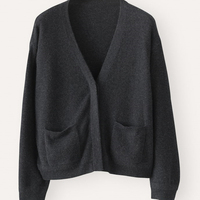 Pull en cachemire pour femmes, style décontracté, design simple, cardigan uni à col en V tricoté avec poches