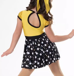 <span class=keywords><strong>Justaucorps</strong></span> jaune à manches courtes et jupe à sequins pour filles, idéal pour la danse <span class=keywords><strong>jazz</strong></span>, la claquettes et la danse moderne - Product Image 2