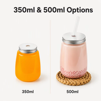 Bouteilles en plastique jetables de qualité alimentaire en gros, 350 ml, 500 ml, bouchon à vis rond, bouteilles personnalisables pour jus et boissons