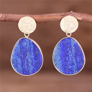 Nouvelles boucles <span class=keywords><strong>d</strong></span>'oreilles pendantes pour femmes, bleues, chic, en <span class=keywords><strong>lapis</strong></span>-<span class=keywords><strong>lazuli</strong></span>, élégantes, en <span class=keywords><strong>or</strong></span>, style bohème, bijoux de luxe, cadeau, bijoux, dropship - Product Image 2