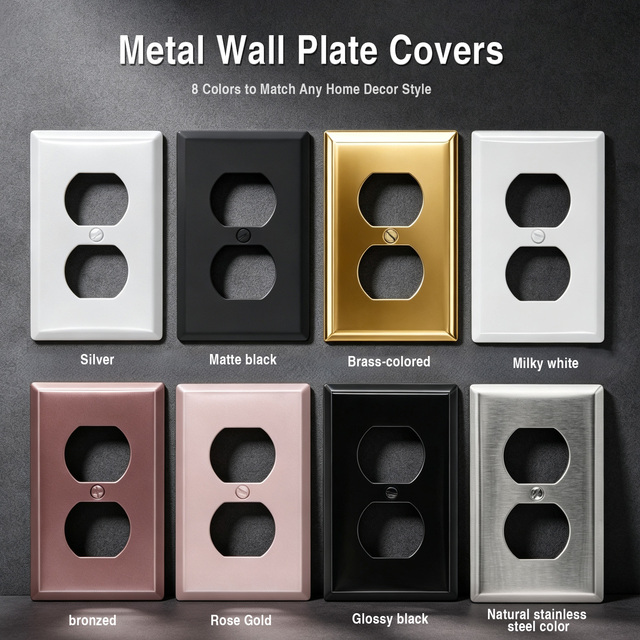 Stainless Steel Wall Plate for GFCI USB Receptacle, Custom Brushed Metal Decora Outlet Cover, Commercial Metal Wall Plate