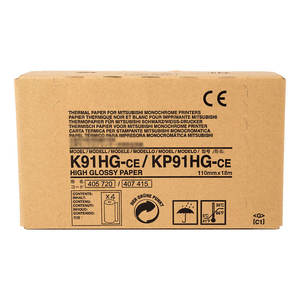 Papier thermique à ultrasons haute brillance K91HG-CE KP91HG-CE 110 mm X 18 M 110hg pour échographie Mitsubishi K91 - Product Image 1