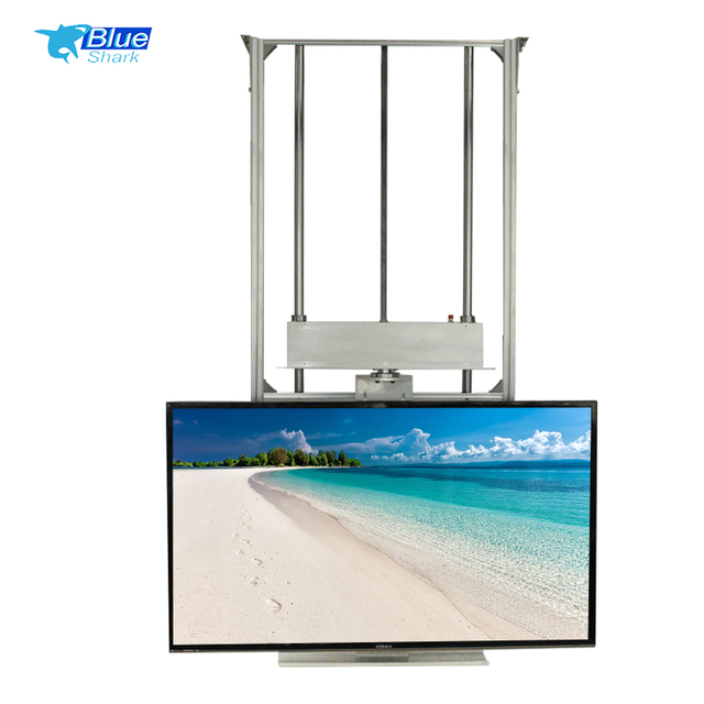 180 Degree Rotate Remote Control Motorized Max 75 Inches Ceiling LCD TV Lift Hidden White/Black Stainless Steel TV Mount Wired