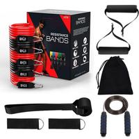 Juego de Bandas de Resistencia TPE de 12 Piezas, 150lbs/200lbs, con 5 Niveles de Resistencia, para Yoga y Ejercicios