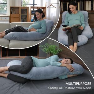 Venta al por mayor en forma de J lavable extraíble suave Minky cubierta 7D poliéster relleno ajustable embarazo almohada para todo el cuerpo - Product Image 5