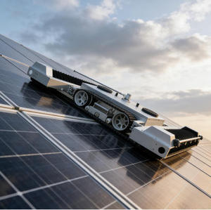 Robot autonome de nettoyage de panneaux solaires sur chenilles, recharge sans fil, étanche IP65, nettoyeur de modules photovoltaïques pour fermes solaires en montagne et dans le désert - Product Image 2