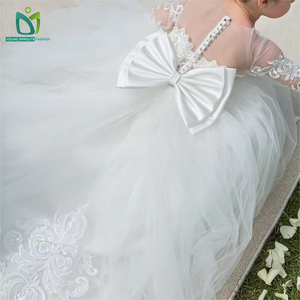 Abito <span class=keywords><strong>da</strong></span> Sposa Bianco per <span class=keywords><strong>Bambina</strong></span> per Occasioni Speciali Vestito <span class=keywords><strong>da</strong></span> Damigella con Fiocco e Decorazioni Applique - Product Image 3