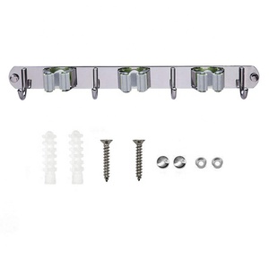 Broom Holder Broom Holder Upgraded 3 Racks 4 Hooks Stainless Steel Hanging Wall Mount Hanger Storage Tools Mop Broom Holder