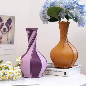 Boshishiho Handmade PU Leather Plant Vase Holder DIY Home Decoration Tag Pot Culture Flower Sleeve Vase <b>Bag</b> <b>Accessories</b> - Product Image 6