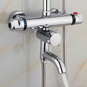 Beelee Wall Mounted Bath Shower Mixer Thermostatic Bath Shower Faucet with <strong>Diverter</strong> - Product Image 3