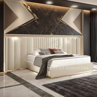 Ensemble de chambre à coucher moderne de luxe italien 2025, cadre de lit en velours capitonné, taille king, nouveau design