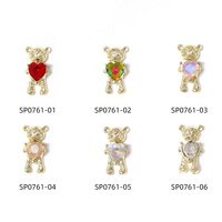Vente en gros de breloques pour ongles en alliage YUCAGCI 3340 en forme de cœur d'ours 3D avec strass, accessoires de bijoux pour nail art en métal