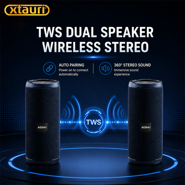 XTAURI 30W Portable for 5.5 Two-way RGB LED Lights Dual Drivers Battery IPX7 Waterproof Touch Control Plastic Speaker