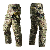 Pantalones de Senderismo Tácticos IX7 para Hombre, Cálidos, Casuales, de Longitud Media, Forrados de Forro Polar, para Exteriores