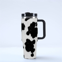 Gobelet isotherme en acier inoxydable de 40 oz, motif léopard, avec poignée et couvercle à paille, pour café et eau, cadeau pour amis