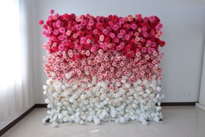 Großhandel Dekorative Künstliche Seidenblumen-Wandpaneele Künstliche Rosa Rosen-Rollwand für Hochzeitsbühnen-Hintergrund - Product Image 3