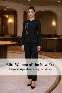 Conjunto de Blazer y Pantalones de Oficina para Mujer, Color Negro, Personalizado OEM ODM - Product Image 2