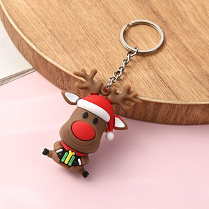 Neuankömmling Weihnachten Soft Pvc Schlüssel bund Kleine Geschenke Netter Weihnachts baum Schlüssel ring Elch Schlüssel halter Anhänger Zubehör Für Frauen - Product Image 5