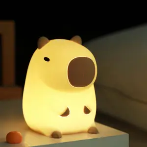 귀여운 카피 바라 LED 실리콘 야간 조명 USB 충전식 동물 야간 램프 침실 장식 어린이 야간 조명