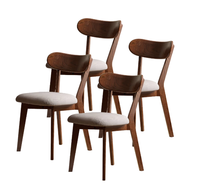 Ensemble de 4 chaises de salle à manger contemporaines en bois de chêne, dossier en bois stable, revêtement en tissu, tabourets de restaurant pour la maison et la villa