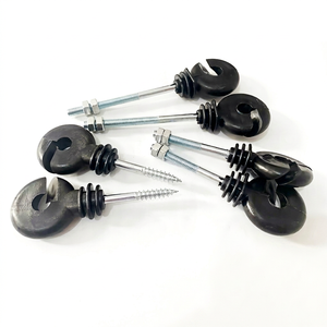 Isolateurs à vis en acier noir avec revêtement en zinc, fixations industrielles pour fil de clôture électrique - Product Image 1
