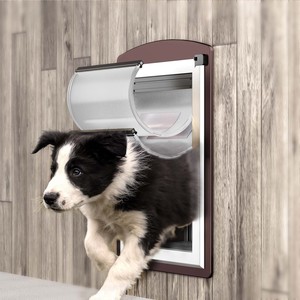 <span class=keywords><strong>Porte</strong></span> pour animaux <span class=keywords><strong>de</strong></span> compagnie en fer rectangulaire classique à double rabat magnétique verrouillable et durable avec cadre intérieur pour chats et chiens, utilisation en extérieur - Product Image 5