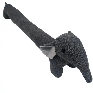 New Design Grey Herringbone Fabric Elephant draught excluder Stuffed Sand Elephant Door Draft Stopper For DOOR