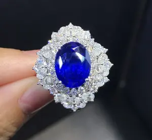 무료 배송 공장 가격 고급 보석 세트 맞춤형 OEM ODM 14K/18K 골드 장착 천연 다이아몬드 사파이어 링