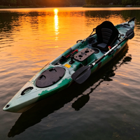 Kayak à pédales en polyéthylène pour 1 personne |   Bateau de pêche durable avec porte-cannes et trapèzes