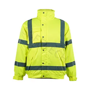 건설 반사 비옷 100% 폴리 에스터 300D 옥스포드 사용자 정의 로고 남성용 방수 캠핑 하이 비즈 레인 재킷