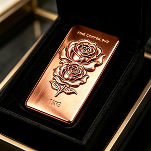 Barre de cuivre fin 999 1KG avec gaufrage rose, plaque rectangulaire, objet de collection artistique - Product Image 4