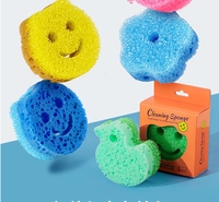 3PCS/Sac de couleur à température contrôlée Éponges à vaisselle à haute mousse pour le nettoyage de la cuisine, doux dans l'eau chaude et dure dans l'eau froide.