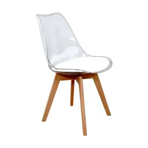 躺椅斯堪的纳维亚室内耐用透明现代简单电脑脸塑料餐椅带山毛榉腿厨房岛