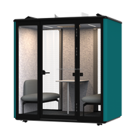 Cabine de réunion acoustique insonorisée Comine moderne pour quatre personnes, idéale pour les réunions d'équipe, les hôtels et les entrepôts