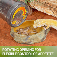 REPTI ZOO Distributeur de poudre de calcium pour reptiles avec logo personnalisé, mélangeur et agitateur en acrylique avec couvercle à verrouillage rotatif pour dragon barbu, gecko, lézard
