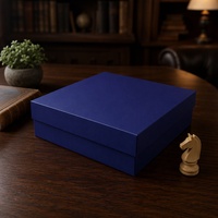 Boîte cadeau rigide personnalisée pour jeu d'échecs, impression personnalisée, bleu royal mat, deux pièces, couvercle et base avec dorure à chaud, vente en gros, directement de l'usine