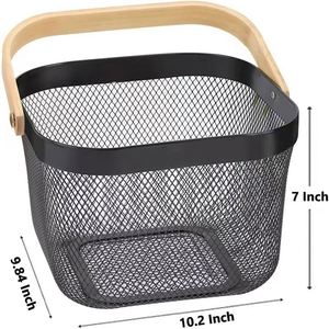Metal Mesh <b>Basket</b> with Handle Square Harvest Storage <b>Small</b> <b>Basket</b> with Handle for Shopping Garden Bathroom Kitchen Organizing - Product Image 5