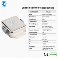 Filtre EMI triphasé quatre fils QEMC5-C42-50A-D, type terminal, 50A 250/440VAC 50/60Hz pour la réduction des interférences électromagnétiques des onduleurs