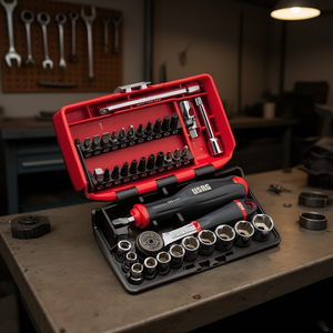 609 1/4 In Drive Socket Set With Bit Tips And Ratchet <b>Tool</b> Kit For Automotive And Home Repair - Product Image 3